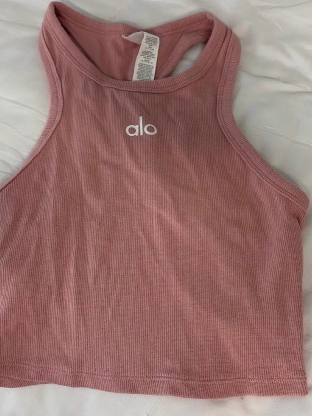 ALO Yoga Ribbed Racerback Crop Tank - Dusty Rose Pink